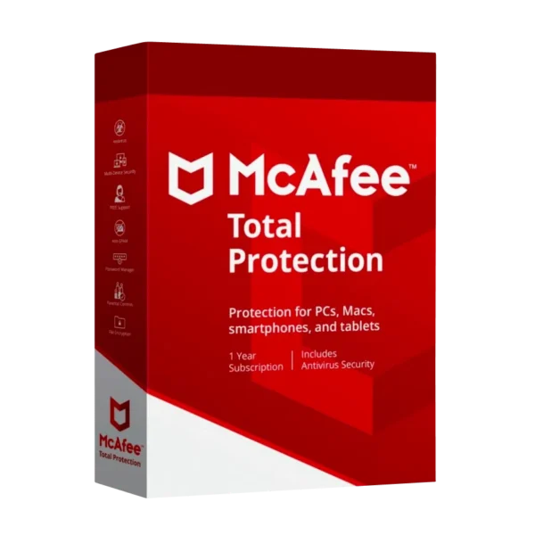 مكافي توتال بروتكشن برو (1 جهاز / 1 سنة) | McAfee Total Protection key